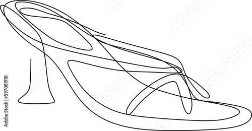 one line art. one continues line art. a high-hill shoes 