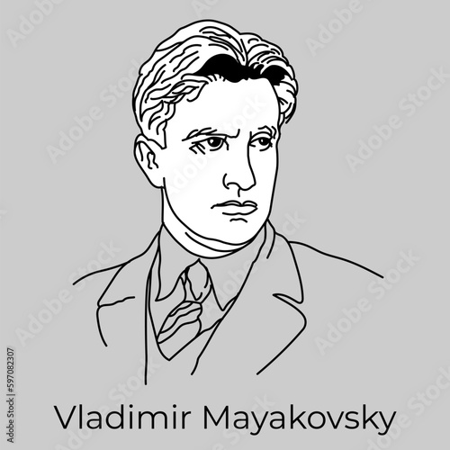 Vladimir Mayakovsky was a Russian and Soviet poet, playwright, screenwriter, film director, film actor and artist. Vector photo