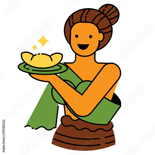 local Thai woman serve fresh durian