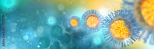 Medical banner of virus cells with copy space 