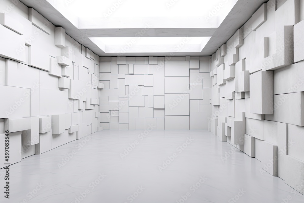 an Empty White Room with Skylight. Generative AI an Empty White Room with Skylight. Generative AI