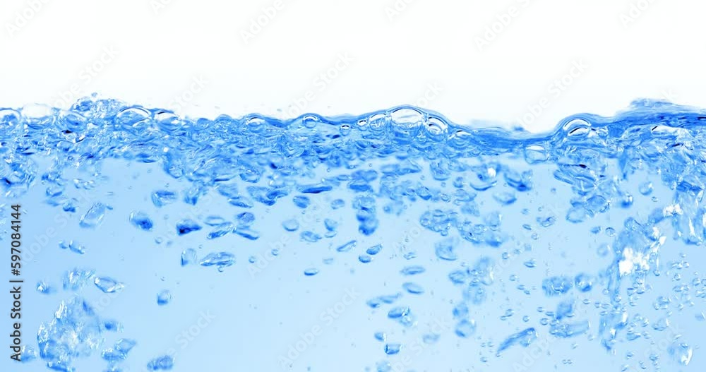 Many bubbles in water close up, abstract water wave with bubbles in slow motion Many bubbles in water close up, abstract water wave with bubbles in slow motion