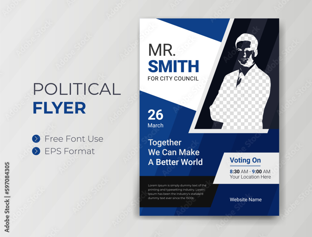 Political Flyer Design For Event Campaign Poster Template Banner Stock