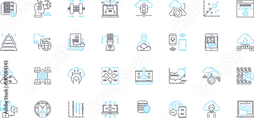 Internet firewall linear icons set. Protection, Security, Defense, Barrier, Block, Filter, Safeguard line vector and concept signs. Shield,Blockade,Barrier outline illustrations