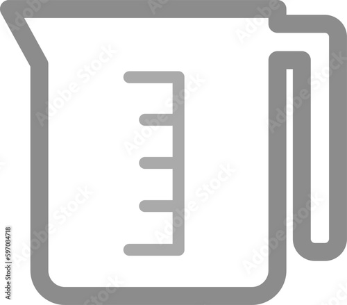 計量カップのシンプルなモノクロイラスト