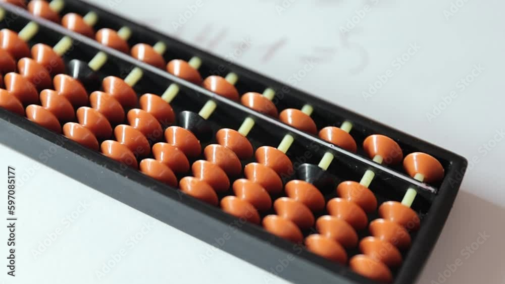 abacus for mental arithmetic on a table , nobody. The concept of learning mathematics for children, Russian mathematics
