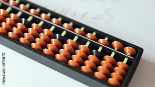 abacus for mental arithmetic on a table , nobody. The concept of learning mathematics for children, Russian mathematics