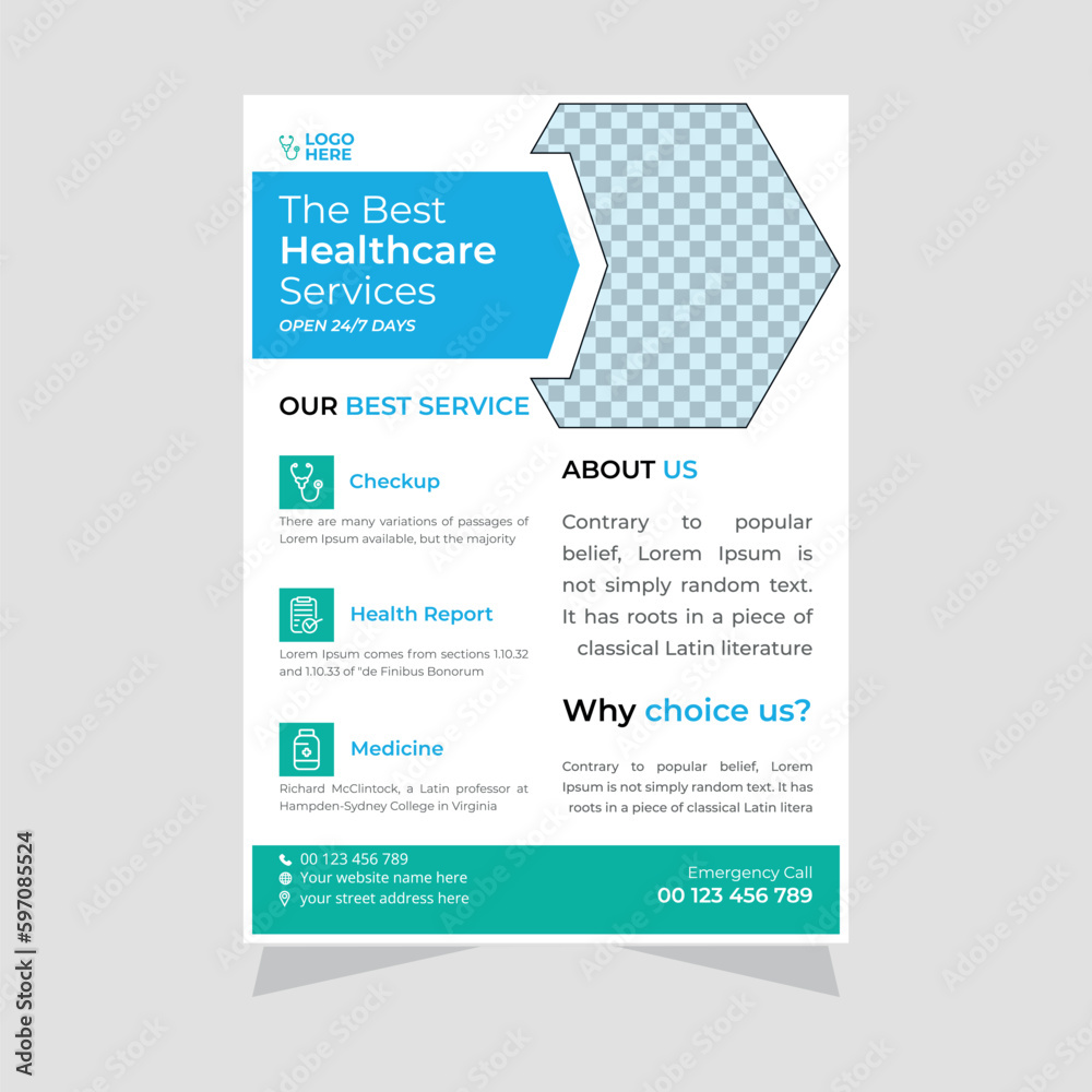 Clean And Modern Medical care Flyer Design. Clean And Modern Medical care Flyer Design.