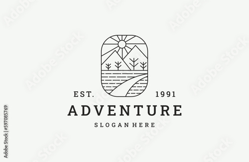 Adventure logo vector icon illustration hipster vintage retro .