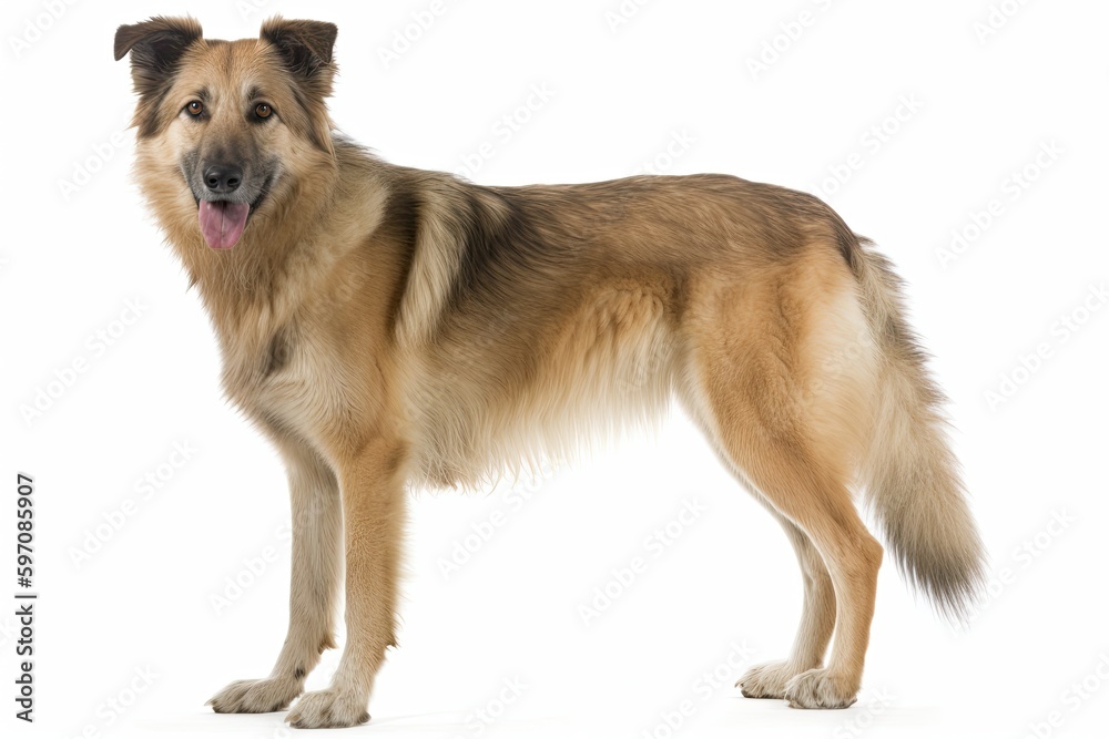 majestic brown dog standing confidently on a white surface. Generative AI majestic brown dog standing confidently on a white surface. Generative AI