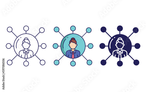 Outline Network Woman vector icon