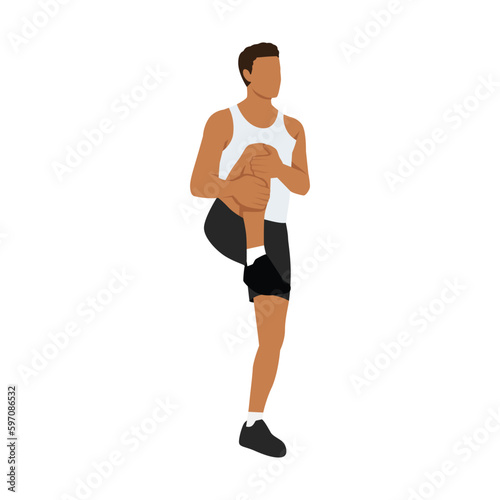 ting the left knee up and using both hands to support knee,bring close to the chest as much as possible. Flat vector