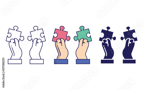 Outline Puzzle Pieces vector icon