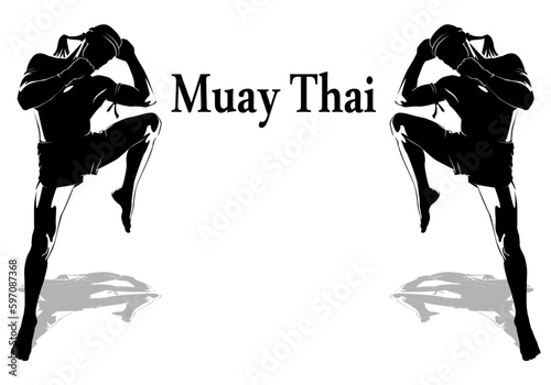 Thai boxing.Self-defense art on white background-vector