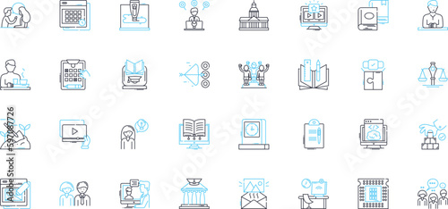 Learning linear icons set. Education, Knowledge, Study, Training, Understanding, Mastery, Expertise line vector and concept signs. Practice,Insight,Curiosity outline illustrations Generative AI