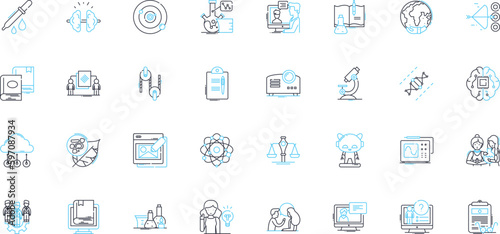 Business acumen linear icons set. Strategy, Leadership, Innovation, Analytical, Vision, Risk-taking, Decision-making line vector and concept signs. Generative AI