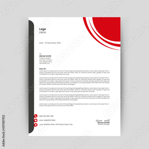Professional & modern letterhead template design with geometric shapes. Vector graphic design.