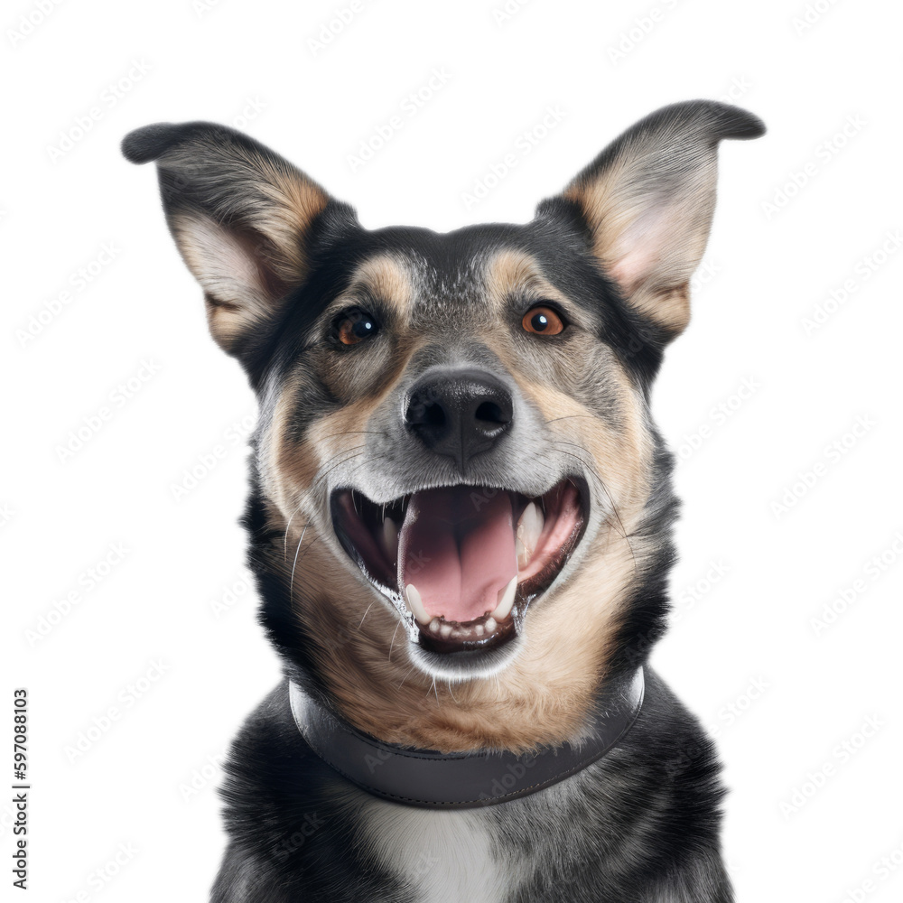 Collection of dogs. Joyful facial expression. Transparent background. Generative AI