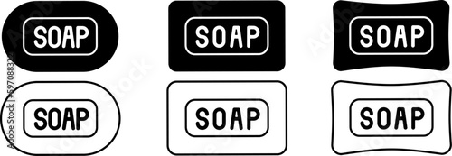 outline silhouette soap icon set isolated on white background