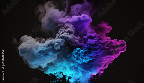 blue neon cloud of smoke. Generative AI
