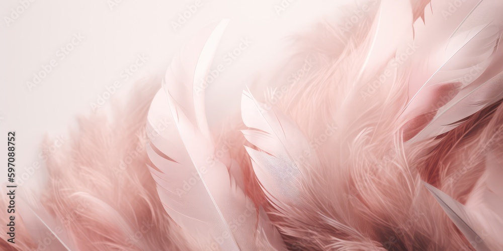 Pink feathers background made with generative ai