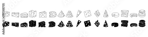 Cheese icon vector set. Milk product illustration sign collection. Food symbol. Cheese farm logo.