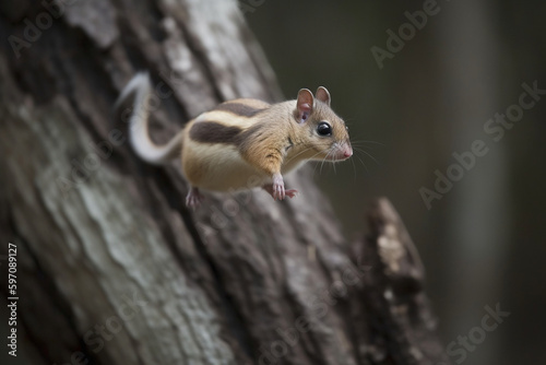 a cute squirrel jumps from a tree © imur