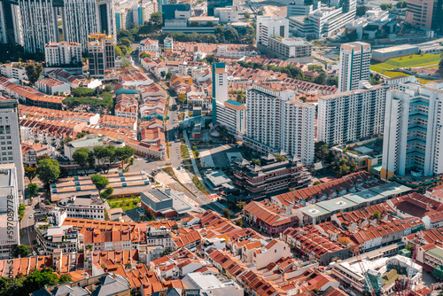 Aerial view of Singapore down town area in day time, travel and business destination,Building and landmark concept