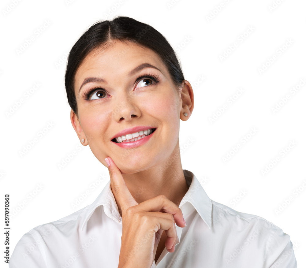 Thinking business woman in an elegant suit Thinking business woman in an elegant suit