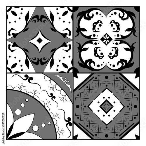 
set of patterns with geometric ornament in retro vintage style.
