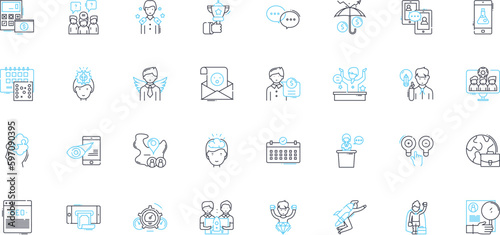 Business creation linear icons set. Entrepreneurship, Startups, Innovation, Funding, Strategy, Marketing, Branding line vector and concept signs. Nerking,Management,Expansion outline Generative AI
