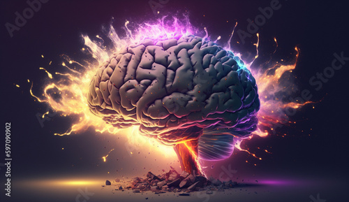 concept brain explosion illustration. Generative AI