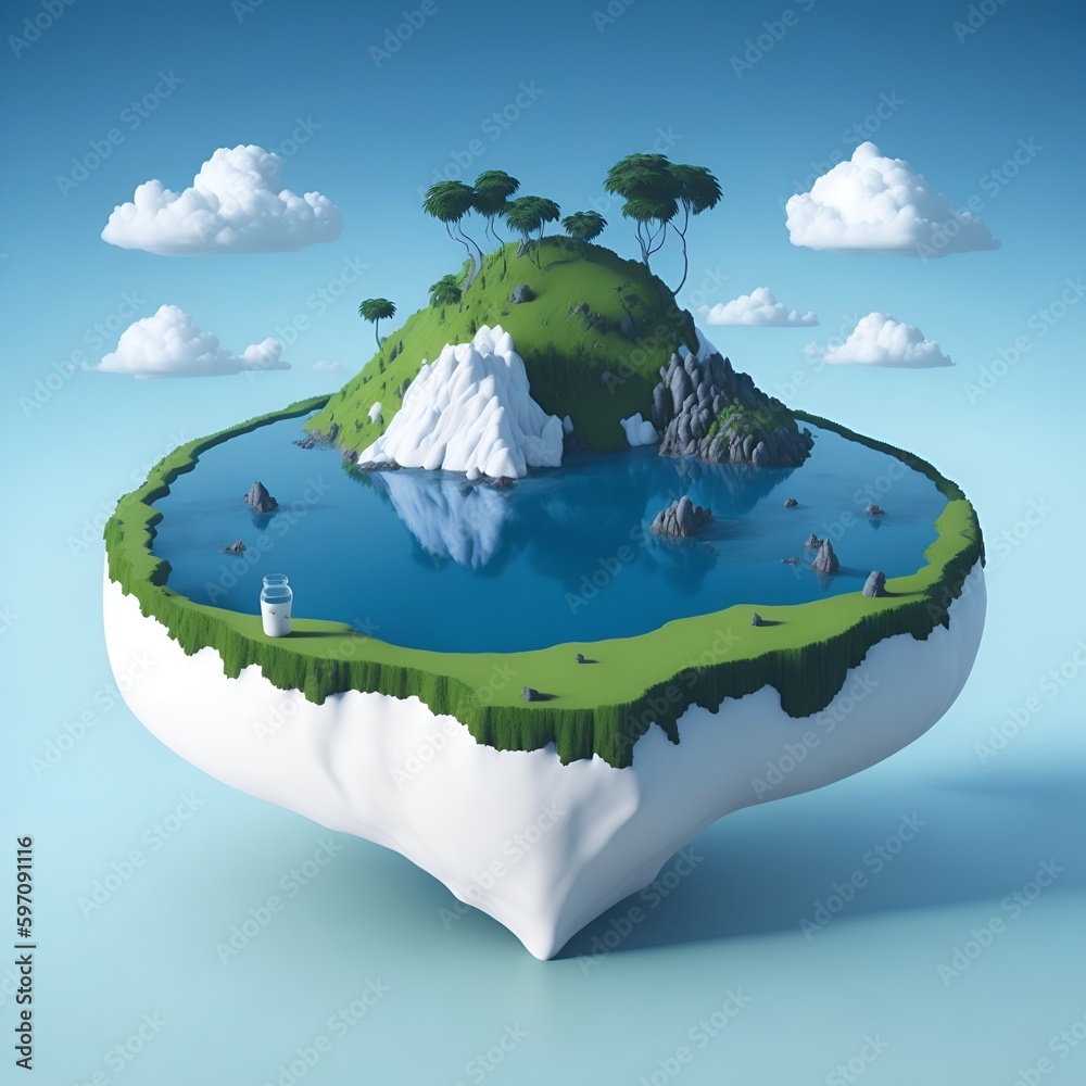 World Milk Day, 1 June. Milk bottle island on blue background. vector illustration.