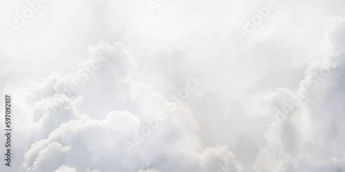 Abstract watercolor background . Grunge wallpaper of white sky with white clouds . Summer heaven bright cloudscape .	