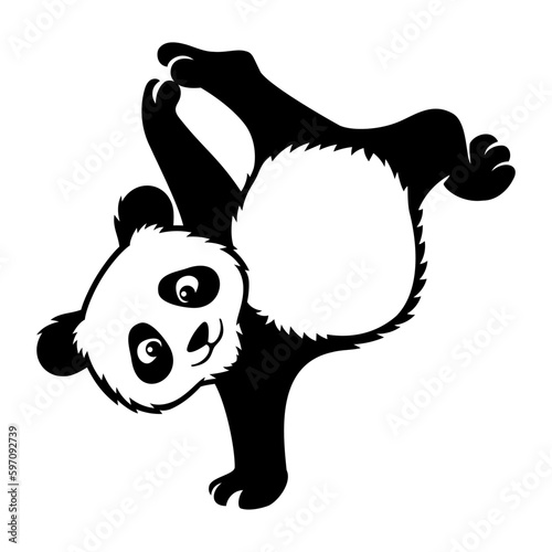 Panda bear dancer sign on white background.