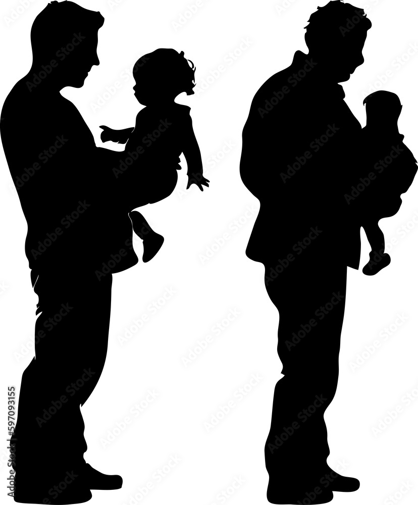 fathers day element, silhouette of father holding child