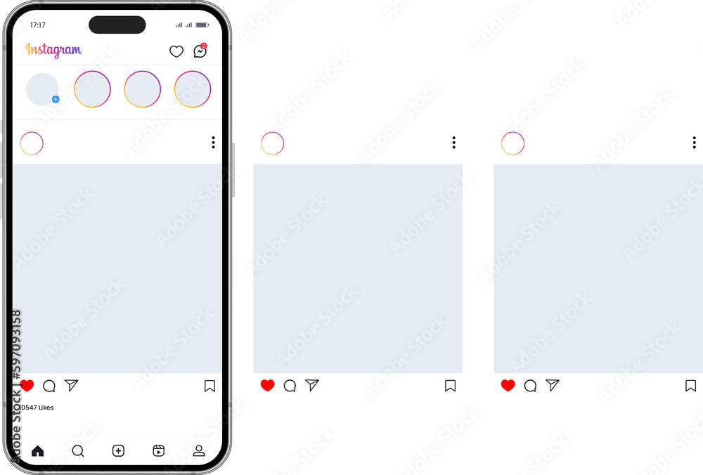 Instagram carousel or slide pages interface post mockup Stock Illustration Adobe Stock