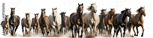 Horse herd run fast on white © Veniamin Kraskov
