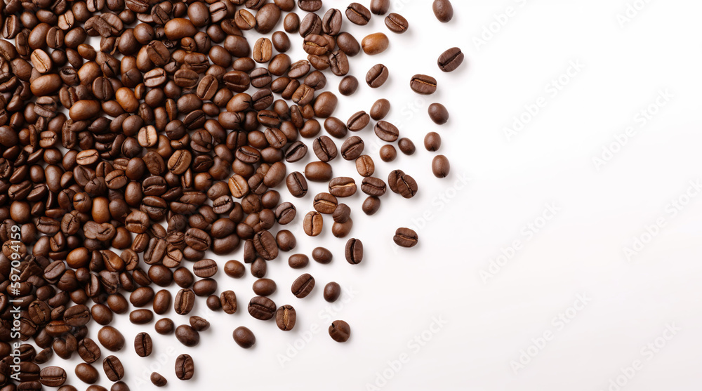 coffee beans isolated on white background with copy space Generative AI coffee beans isolated on white background with copy space Generative AI