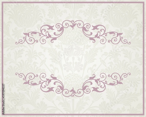 traditional wedding card design, paisley floral pattern , royal India 