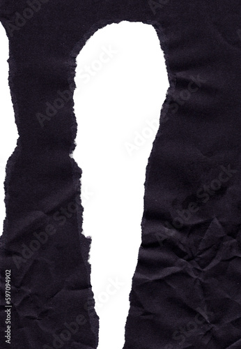 Matte black cardboard with torn edges and middle texture