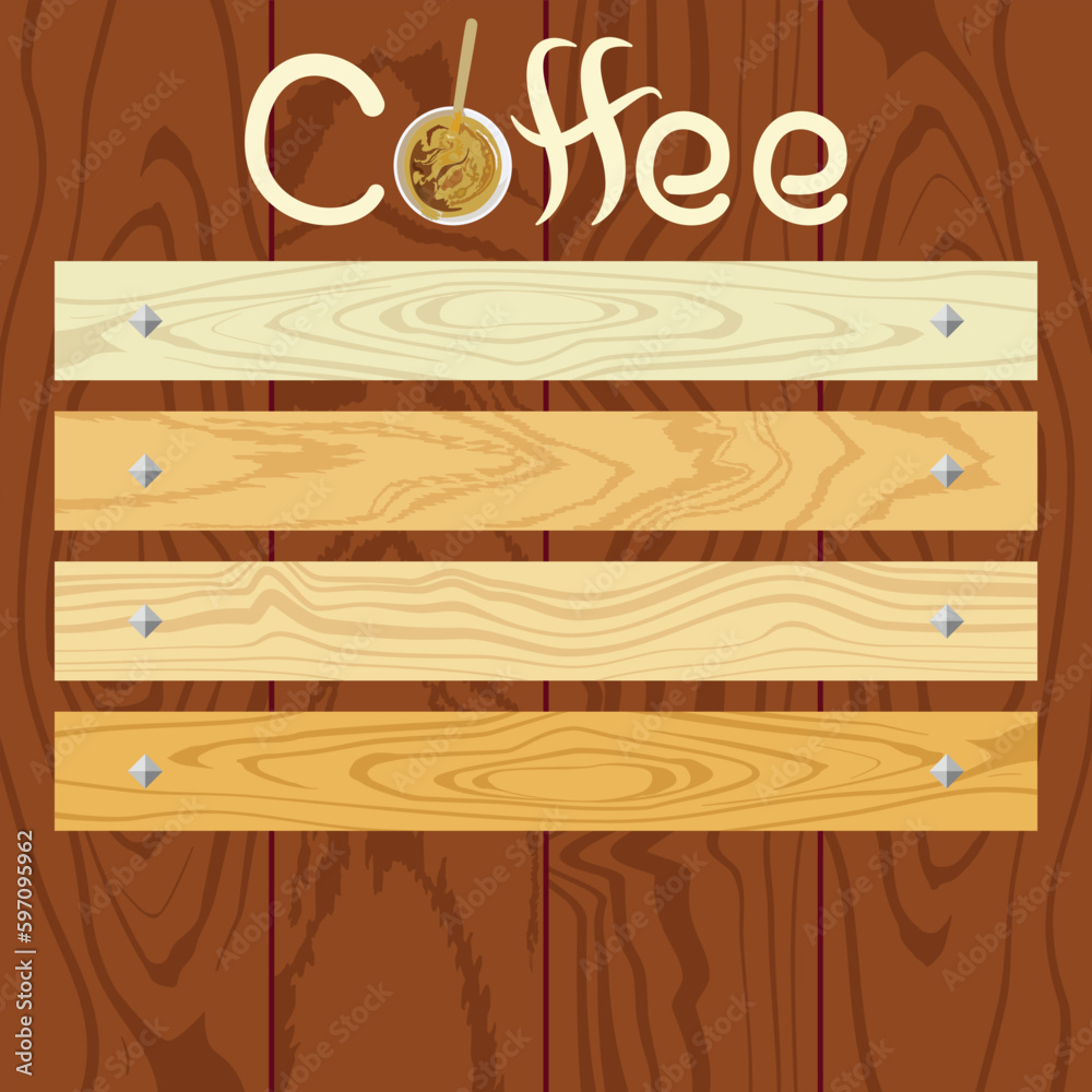 Naklejka premium Brown wooden board. Wood texture. Vector hand drawing.