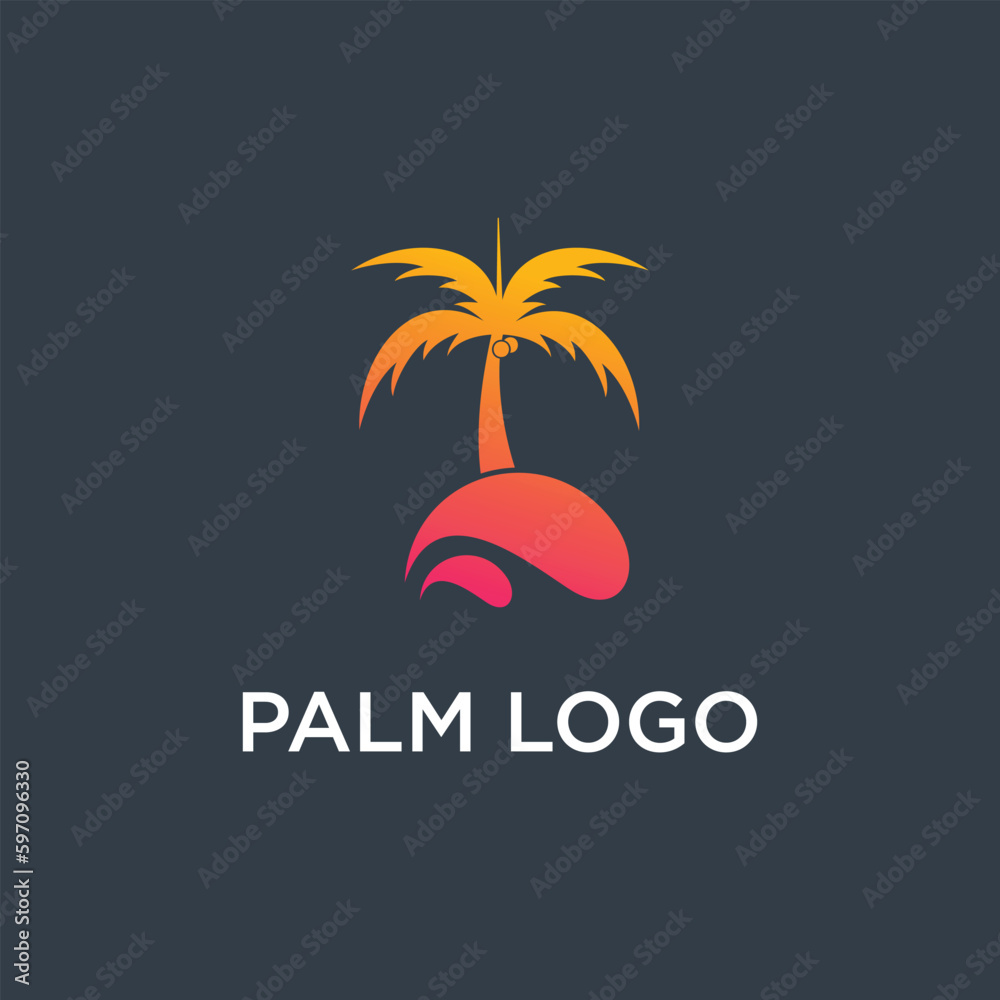 Palm tree logo design template with unique concept