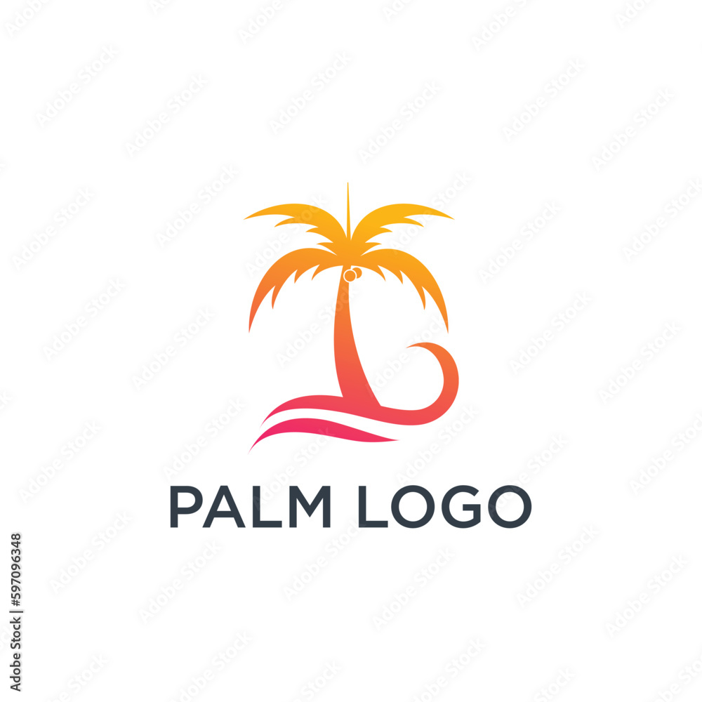 Palm tree logo design template with unique concept