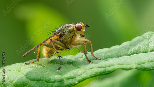 Golden dung fly ,Scathophaga stercoraria photo