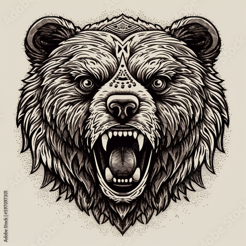 fierce bear black tattoo ai generated