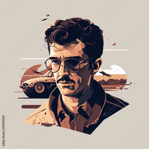 Wallpaper Mural Illustration of a man with glasses Torontodigital.ca