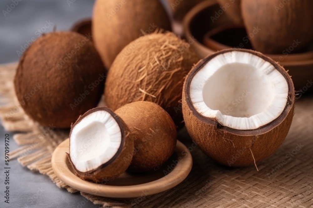 coconut on a table, ai generative coconut on a table, ai generative