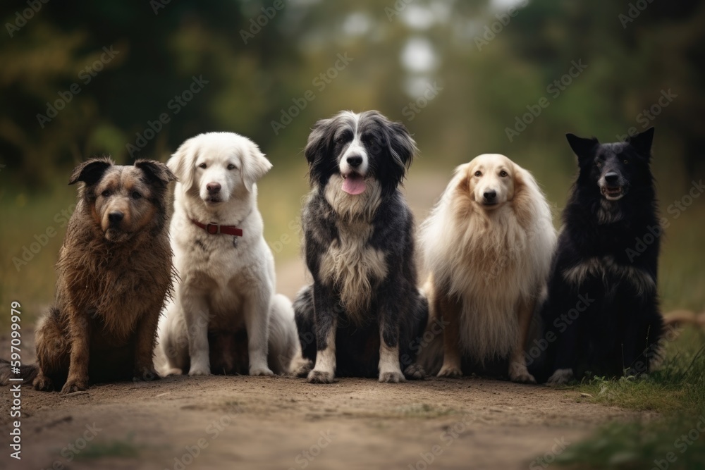 group of dogs on the street, ai generative group of dogs on the street, ai generative