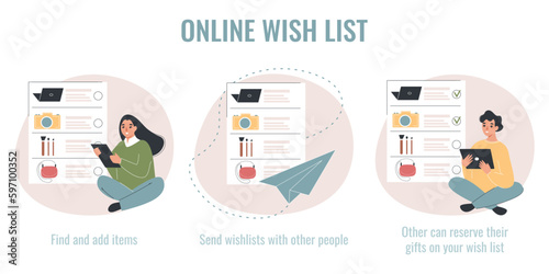Online Wish List Infographic Set